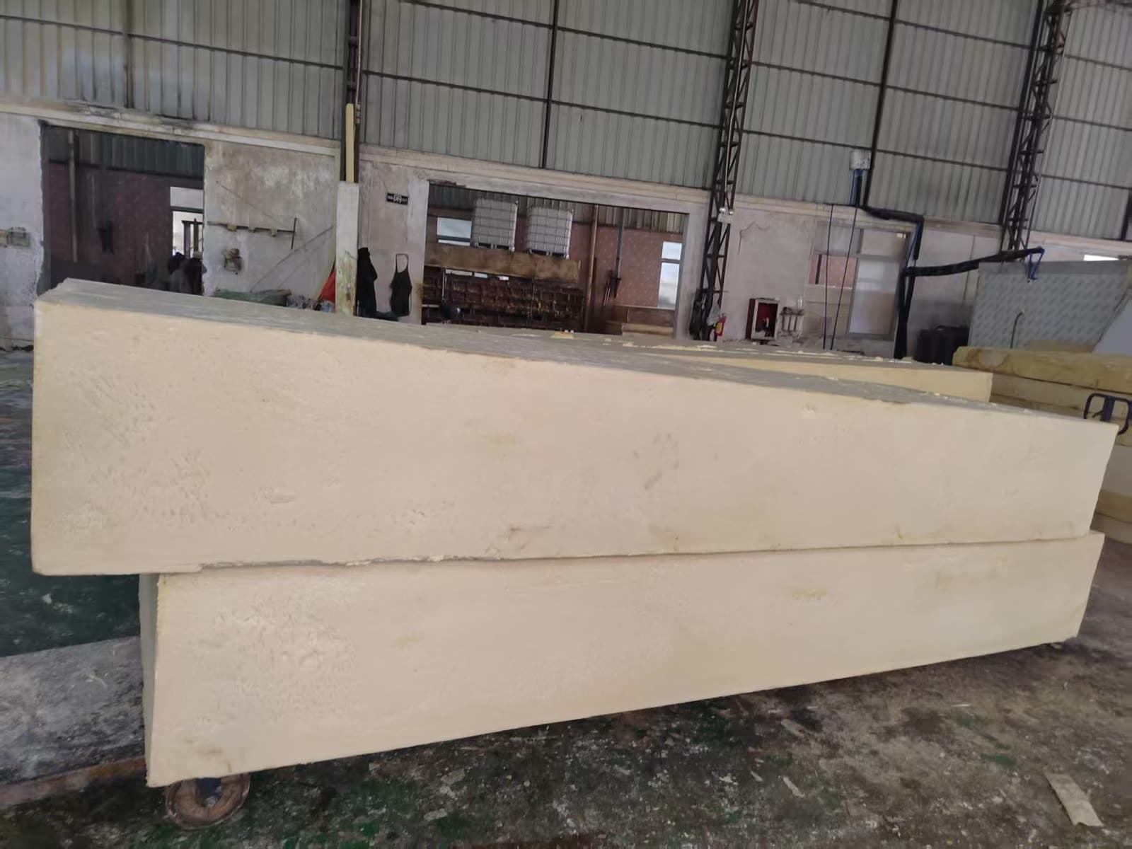Large foam blocks produced in the mold